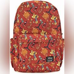 Show Off Your Disney Pride With This Emperor's New Groove Character Print Nylon Backpack! Made Of Nylon With A Fun Print Featuring Yzma, Kronk, Pacha And Kuzco In Both His Human And Llama Forms From The Film! Nylon With Disney Emperor's New Groove Character Themed Printed Details Wipe Clean; Imported Length-Adjustable Padded Shoulder Straps; Top Carry Handle; Two Exterior Water Bottle Holders; One Interior Laptop Sleeve Two-Way Zipper Closure On Main Compartment; Smaller Zippered Front Pocket Ap Red Disney Style Backpack For Disney Trips, Red Disney Backpack, Disney Red Standard Backpack, Disney Pride, Emperor's New Groove, The Emperor's New Groove, Emperors New Groove, Loungefly Bag, New Groove