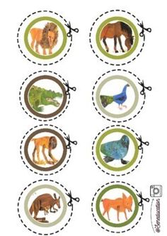 an image of different animals in circles on a white background with black and green trimmings