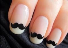 perhaps for fathers day? Mustache Nail Art, Movember Nails, Moustache Nails, Mustache Nails, Tipped Nails, Moustaches, Nailed It, Manicure Y Pedicure