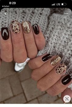 Leopard Glitter Nails, Glitter Leopard Nails, Leopard Nail Designs, Cheetah Nail Designs, Cheetah Nails, September Nails, Fall Nail Trends