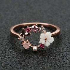 Circle Ring, Finger Rings, Flower Ring, Gold Flowers, Wedding Rings For Women, Cute Jewelry, Womens Jewelry Rings