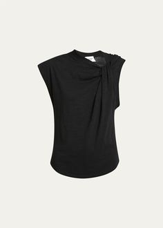 Etoile Isabel Marant Naydali Asymmetric Blouse - Bergdorf Goodman Versatile Top With Asymmetrical Neckline, Fitted Asymmetrical Blouse For Daywear, Fitted Top With Asymmetrical Neckline For Workwear, Chic Evening Sleeveless Blouse, Chic Sleeveless Blouse For Evening, Fitted Asymmetrical Office Top, Elegant Asymmetrical Hem Tops For Work, Modern Fitted Top With Asymmetrical Hem, Chic Formal Draped Blouse