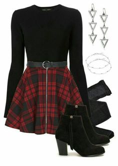 Tween Outfits, Teenager Outfits, Plaid Skirt, Girls Fashion Clothes, Teenage Fashion Outfits, Swag Outfits