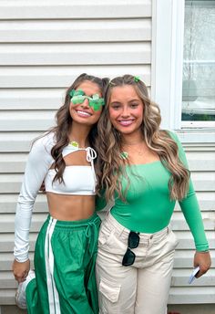 St Patrick’s Bar Crawl Outfit, Green Beer Day Outfit, Boston St Patricks Day Outfit, Blarney Outfits College, St Patties Day Outfit College Parties, Green Tailgate Outfit, Green And White Game Day Outfit, St. Patrick’s Day Outfit, St Party's Outfits