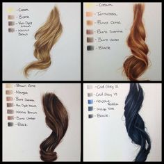 four different types of hair are shown here