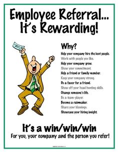 an employee refer poster with the words, it's reward and its winning message