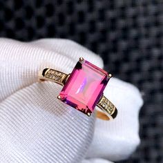 Center Stone : Natural Pink Red Tourmaline Center Stone Size : 8.8mm x 6.8mm Center Stone Carat Weight : Approx 2.15 ct Ring Weight: 1.7gram 100% Real Natural Diamond Non-Conflict Diamonds Diamond Shape : Round Diamond Quantity : 20pcs Material: Natural Pink Red Tourmaline, 18K Rose Gold Genuine GOLD(AU750) The ring size is adjustable! Your goods has already been cleansed, energized, and blessed. It is ready for your immediate use. Please message us if you have specific requests! Please note tha Red Gemstone Ring, Tourmaline Engagement Ring, Red Tourmaline, Crystal Bangle, Red Gemstones, Gold Hand, Crystal Beads Bracelet, Pink Jewelry, Mens Beaded Bracelets