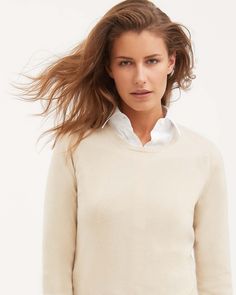 DESCRIPTIONThis round-neck women's sweater is crafted from plain knitted kid cashmere, an extremely fine and soft fibre, obtained exclusively from the undercoat of Hircus goat kids. The sweater features a micro-ribbed neckline trim. Its precious and exclusive yarn makes this garment the luxury version of an essential knitwear item.FABRICSThe "kid cashmere" yarn is obtained from the undercoat of Hircus goats kids. The natural molt allows to harvest this precious, exclusive and ultralight fibre wi Goat Kidding, Cashmere Yarn, Round Neck Sweaters, Ribbed Neckline, Women's Wardrobe, Art And Technology, Women's Sweater, Goats, Round Neck