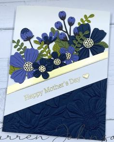 a mother's day card with blue flowers