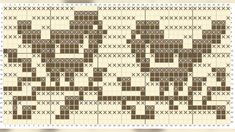 a cross stitch pattern with brown and white squares on the bottom, in two rows