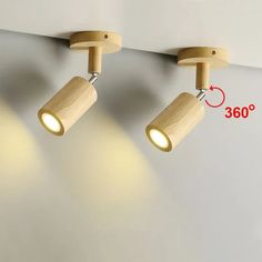 three spotlights on the wall are shown with measurements for each light fixture in this image