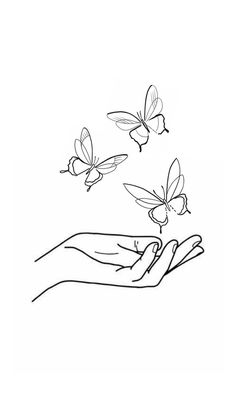 a hand holding some butterflies in it's outstretched, while another hand reaches for the butterfly