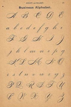 an old fashioned handwriting alphabet with cursive writing on the upper and lower letters