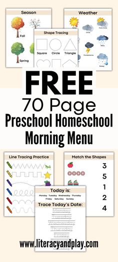 the free preschool homeschool morning menu