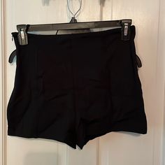 Nwot Large Black Shorts From Shein, Side Zipper, Little Elasticity, Never Worn, No Pockets Short Inseam Shorts With Pockets For Night Out, High Waist Bottoms With Built-in Shorts For Date Night, Solid Color Shorts With Short Inseam For Night Out, Solid Shorts With Short Inseam For Night Out, Black Party Bottoms Short Inseam, Black Party Bottoms With Short Inseam, Short Bottoms With Pockets For Night Out, Short Length Bottoms With Pockets For Night Out, Black Shorts For Night Out