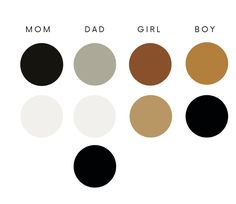 six different colors of the same color for mom, dad, girl, and boy