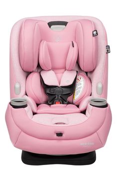 the child's car seat is pink