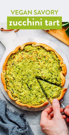 vegan savory zucchini tart in a pie pan