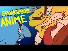 an animated image of spongebob and annie with the caption spongebob anime