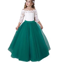 Stunning Flower Girl Dress Lace Top Tulle Skirt Suit For Wedding Party, Holiday Party, Christmas, Baptism, Birthday, Pageant And Other Special Occasions Made Of High Quality Tulle,100% Cotton Lining,Soft And Comfortable, If You Need This Dress To Be More Puffy, Please Prepare A Crinoline For Your Child. Flower Girl Dress Long Sleeve, Green Flower Girl Dresses, Burgundy Flower Girl Dress, Long Flower Girl Dresses, Girls Ball Gown, Wedding Dresses For Kids, Formal Dance, First Communion Dresses, Flower Girl Dress Lace