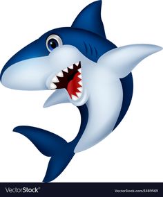 a cartoon shark with open mouth and sharp teeth