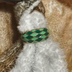 Light Green And Kelly Green Diamond-Shaped Pattern On Gold Ring. Condition: New! Never Worn! * No Signs Of Any Wear And Tear. Rings Light, Ring Square, Green Ring, Green Rings, Gold And Green, Green Diamond, Green Gemstones, Diamond Shaped, Green Design