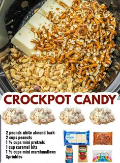 the instructions for crockpot candy are shown