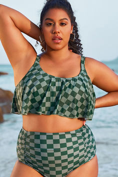 Coverup Skirt, Swimwear Outfit, Dress With Cardigan, Swim Dress, Green Plaid, Underwire Bra, Swimwear Tops