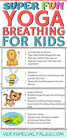 the super fun yoga breathing for kids poster