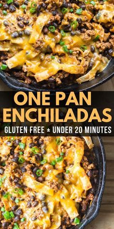 one pan enchiladas is an easy and delicious dinner that's ready in under 20 minutes