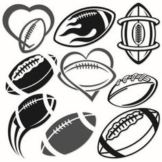 various sports balls and heart shapes