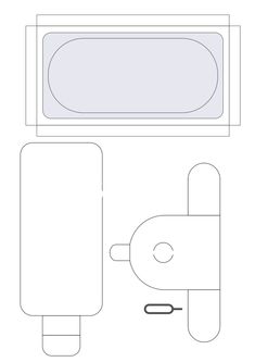 a drawing of a microwave with the door open and an object in front of it