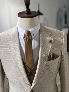 Beige Color Code, Patterned Jacket, Stylish Mens Suits, Groom Wedding Attire, Classy Suits, Slim Blazer, Beige Suits, Wedding Suits Groom, Dress Suits For Men