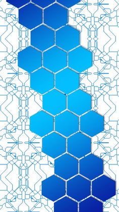 an abstract blue and white background with hexagonal shapes in the center, on top of each other