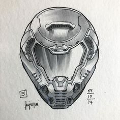 this is a drawing of a futuristic helmet