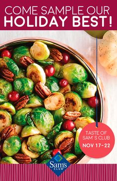 an advertisement for the sam's club featuring brussel sprouts