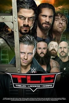 the poster for wwe's upcoming event, tlcc featuring two men with long hair and beards