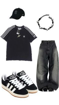 Ropa Y2k Hombre, Y2k For Men, Black Jeans Outfit Mens, Estilo Drip, Relatable Illustrations, Black Outfit Men