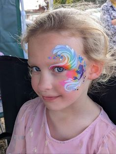 Cheek Art Face Paint Simple, Mermaid Face Paint Kids Easy, Easter Face Paint, Joker Girl, Kid Painting, Adult Face Painting, Cheek Art