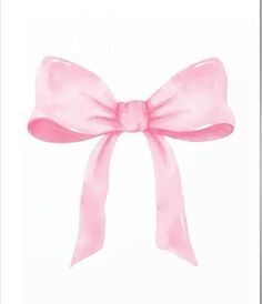 a pink bow on a white background with watercolor effect in the bottom right corner