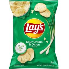 lay's sour cream and onion crackers are shown in the bag on a white background