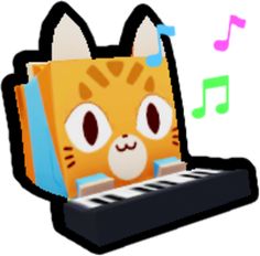 an animal that is playing the keyboard with music notes coming out of it's mouth