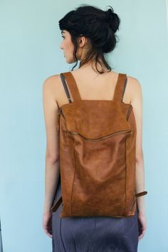 Sophisticated Backpack, Honey Brown Color, Leather Travel Backpack, School Satchel, Urban Backpack, Brown Backpacks, Leather Laptop Backpack, Leather Backpack Purse, Leather Rucksack