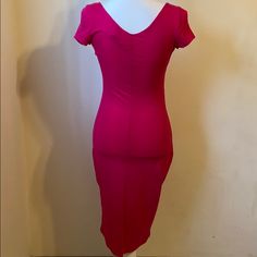 Nwt Pink V-Neck Dress With Peephole Tummy, Form Fitting, Knee Length. Has Flaw From Manufacturer Missed Stitching As Shown In Picture. If Your A Seamstress Or Can Stitch On A Button It’s No Trouble At All. 95% Cotton, 5% Spandex. Plunging Neckline Dress, Sequence Dress, Midi Tank Dress, Sweater Dress Midi, Bebe Dresses, Body Dress, Tie Dye Dress, Dyed Dress, Necklines For Dresses