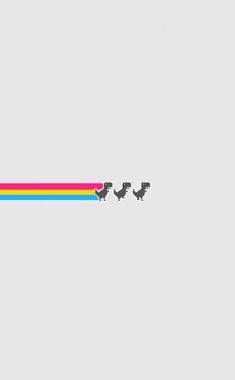 an image of three birds flying in the same direction on a rainbow line that is colored pink, blue, and green