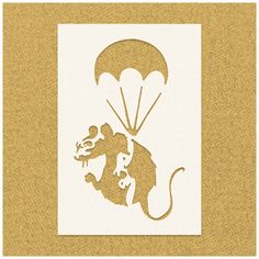 an animal with a parachute is shown in the shape of a paper cut outss