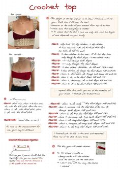 the instructions for crochet top