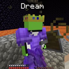 an image of a minecraft character in the middle of a video game with text that reads, dream