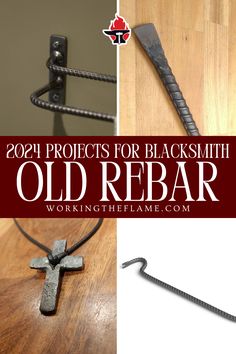 an old rebar is being used to make a cross necklace for someone who wants to wear it