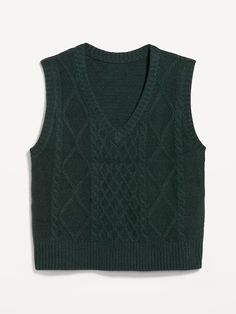 SoSoft Cable-Knit Vest | Old Navy Green Sweater Vest, Cable Knit Vest, Knit Vest Pattern, Sweater Vest Women, Sleeveless Pullover, Family Maternity, Family Pajamas, Knit Vest, Green Sweater